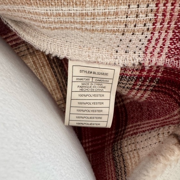 BB Dakota Red Cream Plaid Button Flannel Barn Jacket Women’s XS Utility Western - Picture 5 of 7